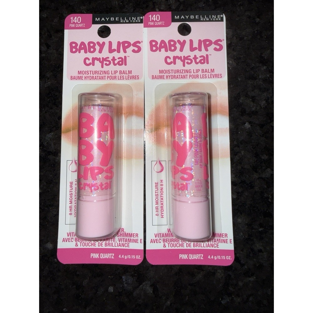 NEW Maybelline Lot of (2) Baby Lips Crystal Moisturizing Lip Balm, Pink Quartz